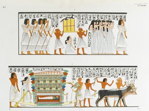 Procession accompanying the mummy to the tomb